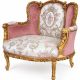 Sofa baroc din lemn auriu cu tapiterie catifea 