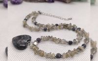Colier Labradorit Safir Larvikit