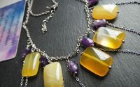 Colier Handmade cu Agate Galbene i Ametist Natura