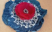 brosa denim i floare rosie 13 cm