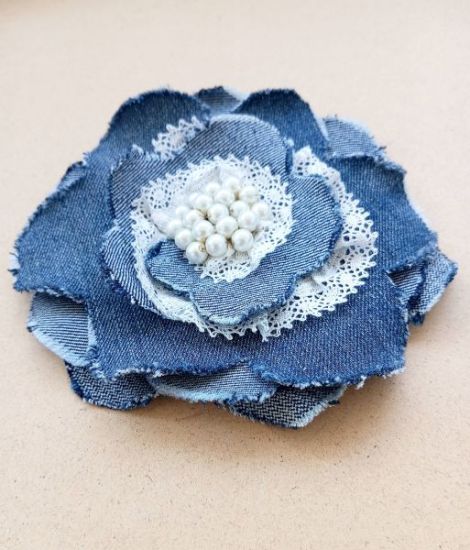 brosa denim  dantela  perle 13 cm