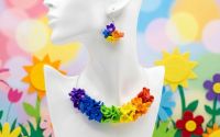 Set bijuterii flori handmade - Curcubeu Floral co