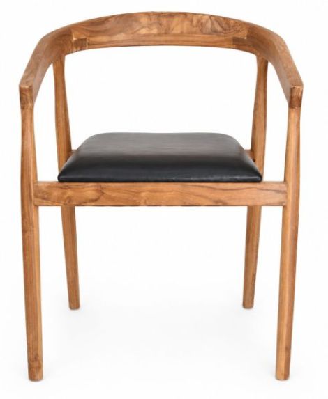 Scaun Japandi din lemn masiv cu tapiterie neagra