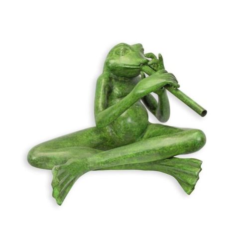 Broasca cantand la flaut-statueta din bronz