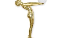Lampa Art Deco femeie din bronz auriu