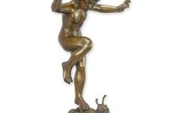 Baietel pe melc-statuetafantana din bronz