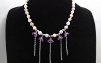 Colier Handmade cu Flori Mov i Mrgele Perlate El
