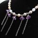 Colier Handmade cu Flori Mov i Mrgele Perlate El