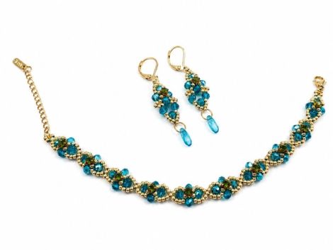 Set bratara si cercei cristale turcoaz