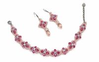 Set elegant bratara si cercei ciclame-roz pudrat