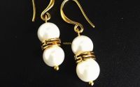 cercei perle seashell albe si accesorii aurite