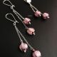 set argintat cu orhidee lampwork mov delicat