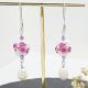 Cercei handmade unicat - ametist flori ceramica s