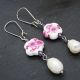 Cercei handmade unicat - ametist flori ceramica s