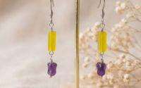 Cercei handmade - ametist si jad cod1456
