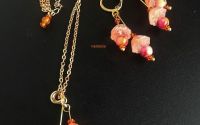 set cu flori de lotus jad somon corai