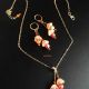 set cu flori de lotus jad somon corai
