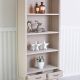 Biblioteca Shabby Chic din lemn masiv bej