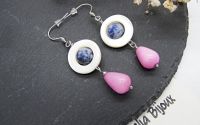 Cercei handmade din sidef sodalit i jad roz acce