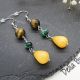 Cercei Lungi Handmade cu Ochi de Tigru Agat Verde