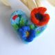 Bro inim cu 3 flori handmade din ln mpslit