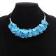 Colier handmade statement cu flori bleu - Elegan