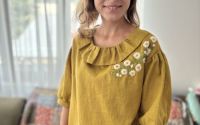 Bluza din n cu broderie manuala cu flori