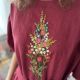 Rochie din in cu maneci bufante si flori brodate