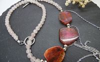 Colier handmade unicat - agate si cuart cod1186