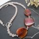 Colier handmade unicat - agate si cuart cod1186