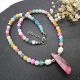 Colier handmade unicat - agate frozen si perle cul