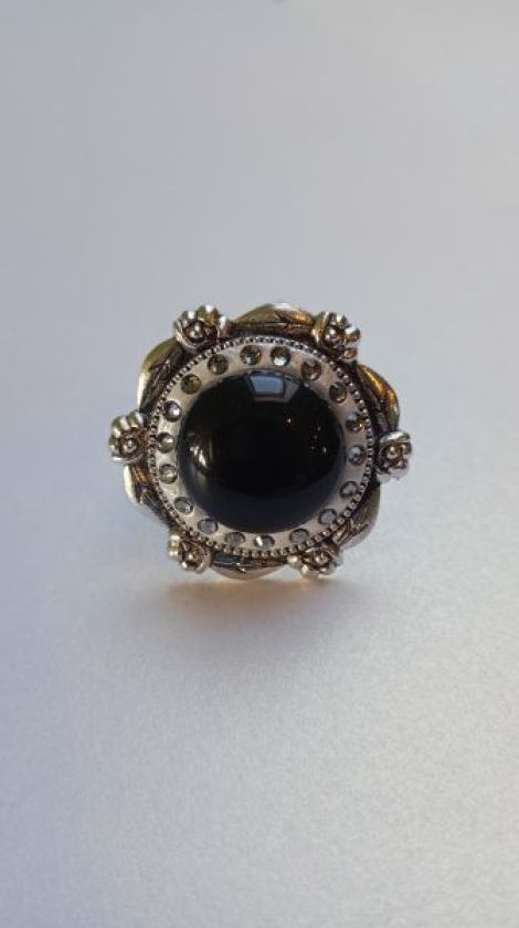 Inel cu Onix si cristale Swarovski Black Diamond