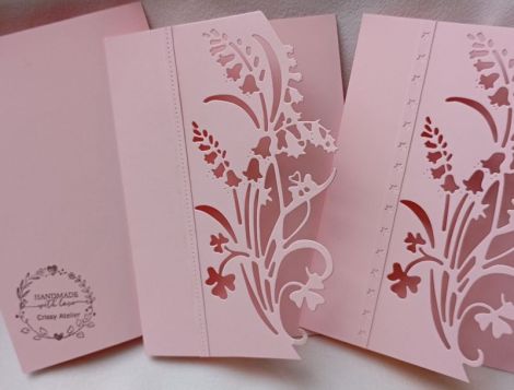 Felicitari roz cu flori decupate set 5 buc