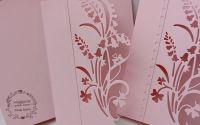 Felicitari roz cu flori decupate set 5 buc