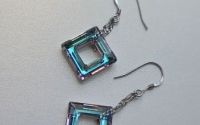 Cercei din argint cu Swarovski square ring Vitrail