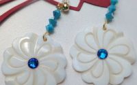 Cercei floare Sidef si cristale Swarovski