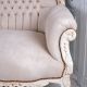 Sofa baroc din lemn masiv alb cu tapiterie crem  