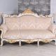 Sofa baroc din lemn masiv alb cu tapiterie crem  