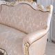 Sofa baroc din lemn masiv alb cu tapiterie crem  