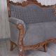 Sofa baroc din lemn mahon cu tapiterie gri