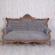 Sofa baroc din lemn mahon cu tapiterie gri