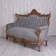 Sofa baroc din lemn mahon cu tapiterie gri