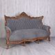 Sofa baroc din lemn mahon cu tapiterie gri
