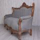Sofa baroc din lemn mahon cu tapiterie gri