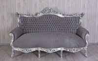 Sofa baroc din lemn masiv argintiu cu tapiterie gr