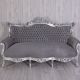 Sofa baroc din lemn masiv argintiu cu tapiterie gr