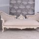 Sofa rococo din lemn masiv alb cu tapiterie crem  