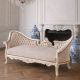 Sofa rococo din lemn masiv alb cu tapiterie crem  