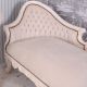 Sofa rococo din lemn masiv alb cu tapiterie crem  