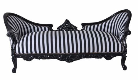 Sofa rococo din lemn masiv negru